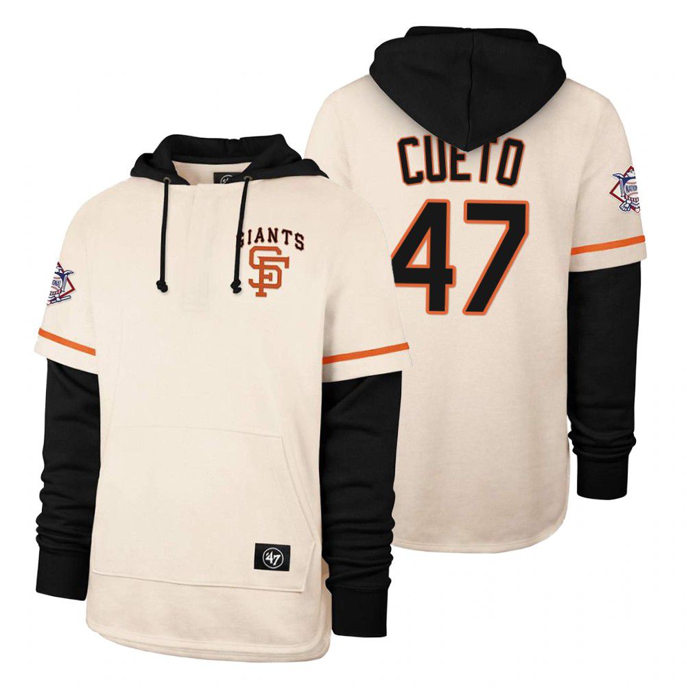 Men San Francisco Giants #47 Cueto Cream 2021 Pullover Hoodie MLB Jersey->new york mets->MLB Jersey